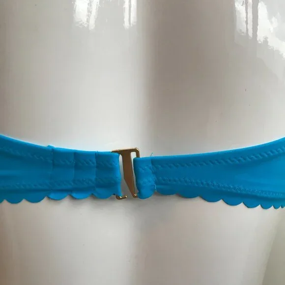 SunDazed 34 DD Bra cup solid turquoise blue underwire top set shirred ruffled - Picture 8 of 11